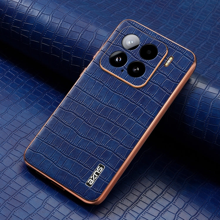 For Xiaomi 15 AZNS Electroplated Frame Crocodile Texture Full Coverage Phone Case
