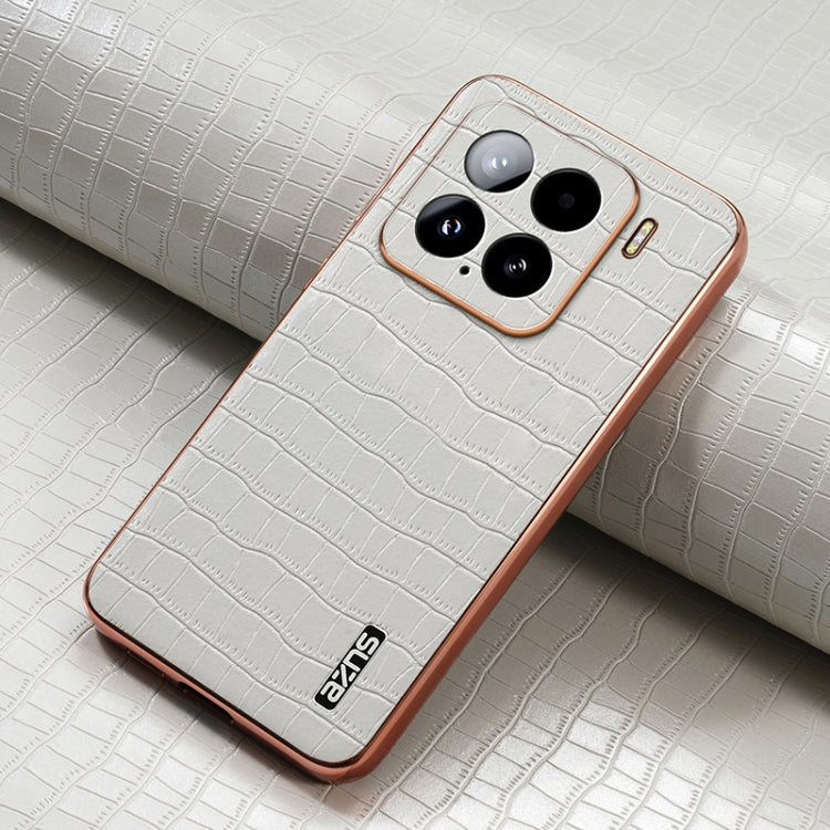 For Xiaomi 15 AZNS Electroplated Frame Crocodile Texture Full Coverage Phone Case
