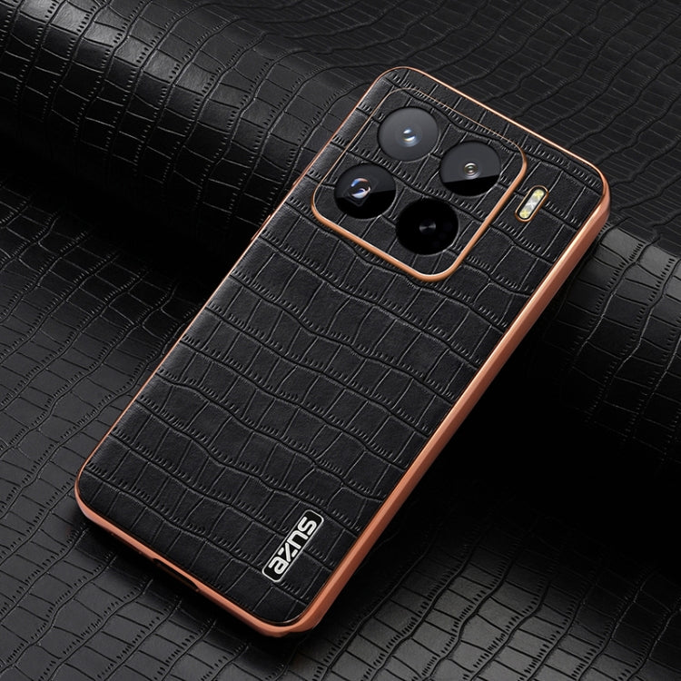 For Xiaomi 15 Pro AZNS Electroplated Frame Crocodile Texture Full Coverage Phone Case
