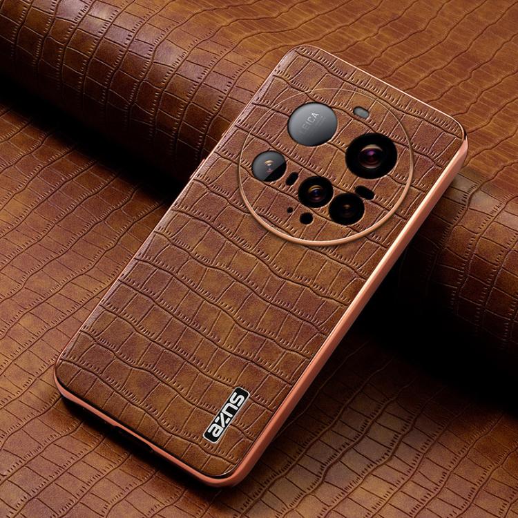 For Xiaomi 15 Ultra AZNS Electroplated Frame Crocodile Texture Full Coverage Phone Case