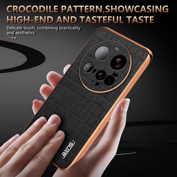 For Xiaomi 15 Ultra AZNS Electroplated Frame Crocodile Texture Full Coverage Phone Case