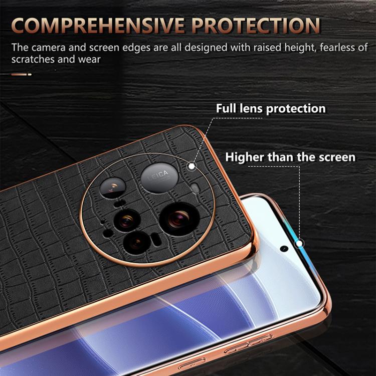 For Xiaomi 15 Ultra AZNS Electroplated Frame Crocodile Texture Full Coverage Phone Case