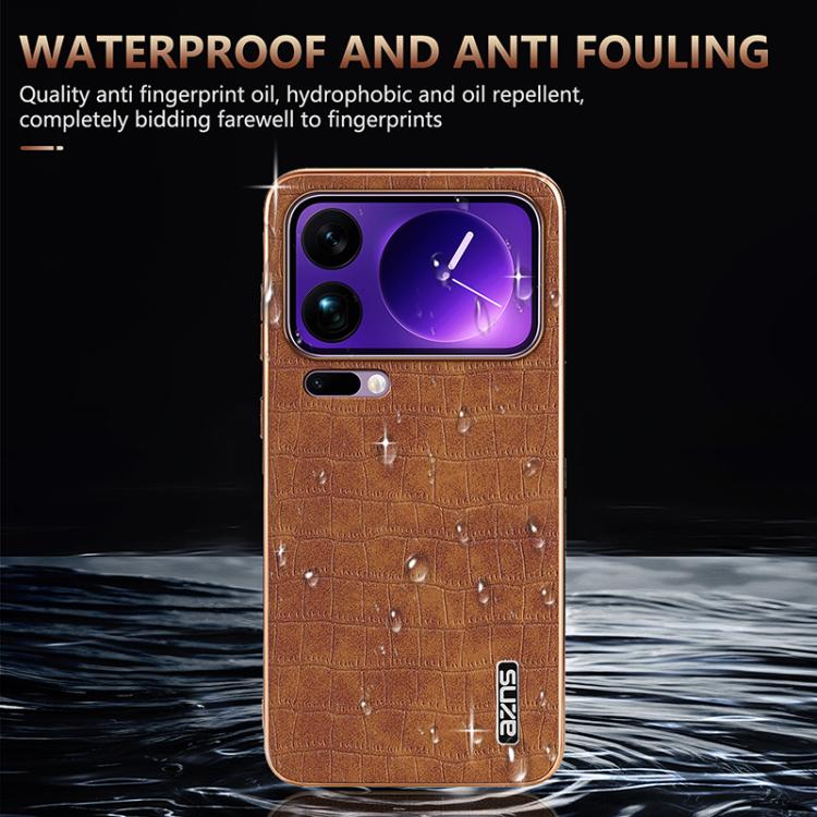 For Xiaomi 17 Pro Max AZNS Electroplated Frame Crocodile Texture Full Coverage Phone Case