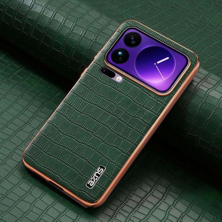 For Xiaomi 17 Pro Max AZNS Electroplated Frame Crocodile Texture Full Coverage Phone Case