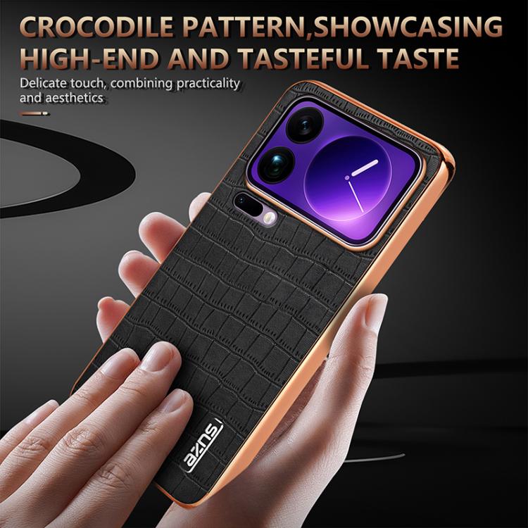 For Xiaomi 17 Pro Max AZNS Electroplated Frame Crocodile Texture Full Coverage Phone Case
