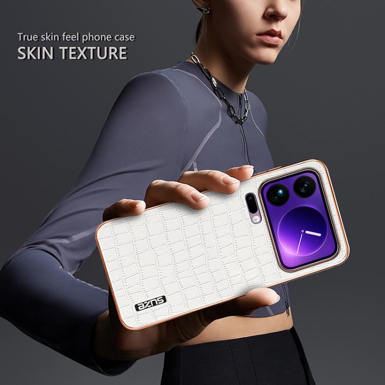 For Xiaomi 17 Pro AZNS Electroplated Frame Crocodile Texture Full Coverage Phone Case