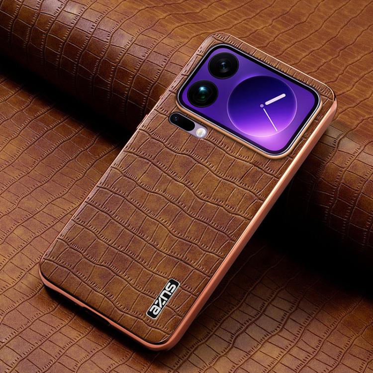 For Xiaomi 17 Pro AZNS Electroplated Frame Crocodile Texture Full Coverage Phone Case