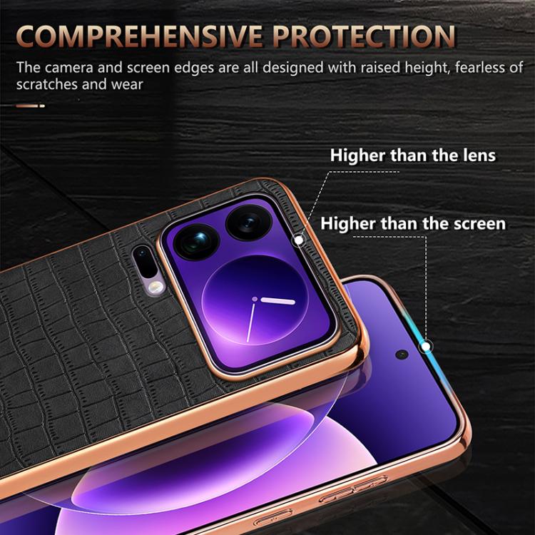 For Xiaomi 17 Pro AZNS Electroplated Frame Crocodile Texture Full Coverage Phone Case