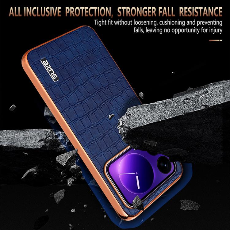 For Xiaomi 17 Pro AZNS Electroplated Frame Crocodile Texture Full Coverage Phone Case