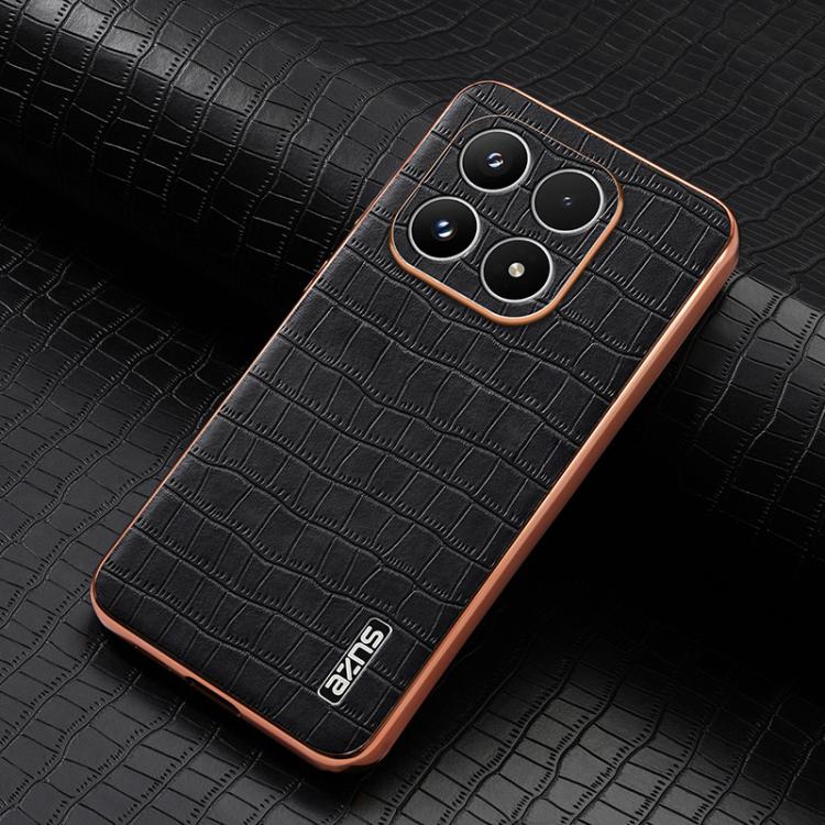 For Xiaomi 17 AZNS Electroplated Frame Crocodile Texture Full Coverage Phone Case