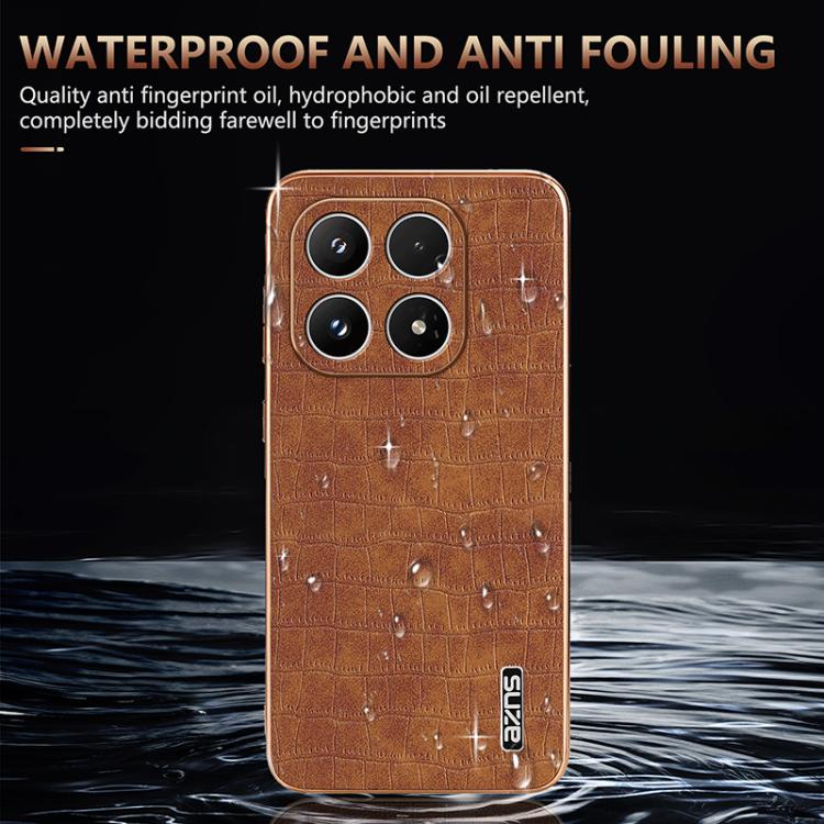 For Xiaomi 17 AZNS Electroplated Frame Crocodile Texture Full Coverage Phone Case