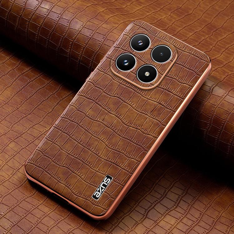 For Xiaomi 17 AZNS Electroplated Frame Crocodile Texture Full Coverage Phone Case