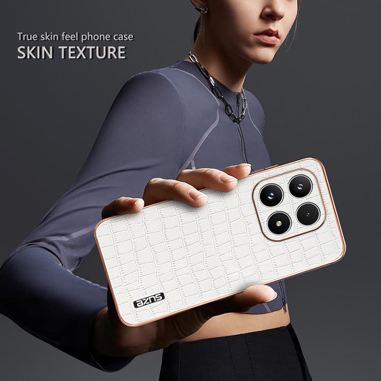 For Xiaomi 17 AZNS Electroplated Frame Crocodile Texture Full Coverage Phone Case