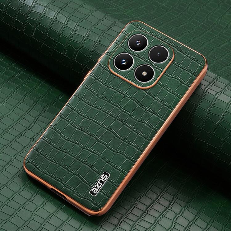 For Xiaomi 17 AZNS Electroplated Frame Crocodile Texture Full Coverage Phone Case