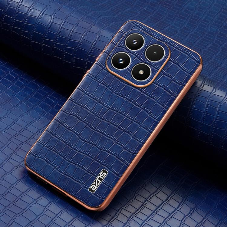 For Xiaomi 17 AZNS Electroplated Frame Crocodile Texture Full Coverage Phone Case