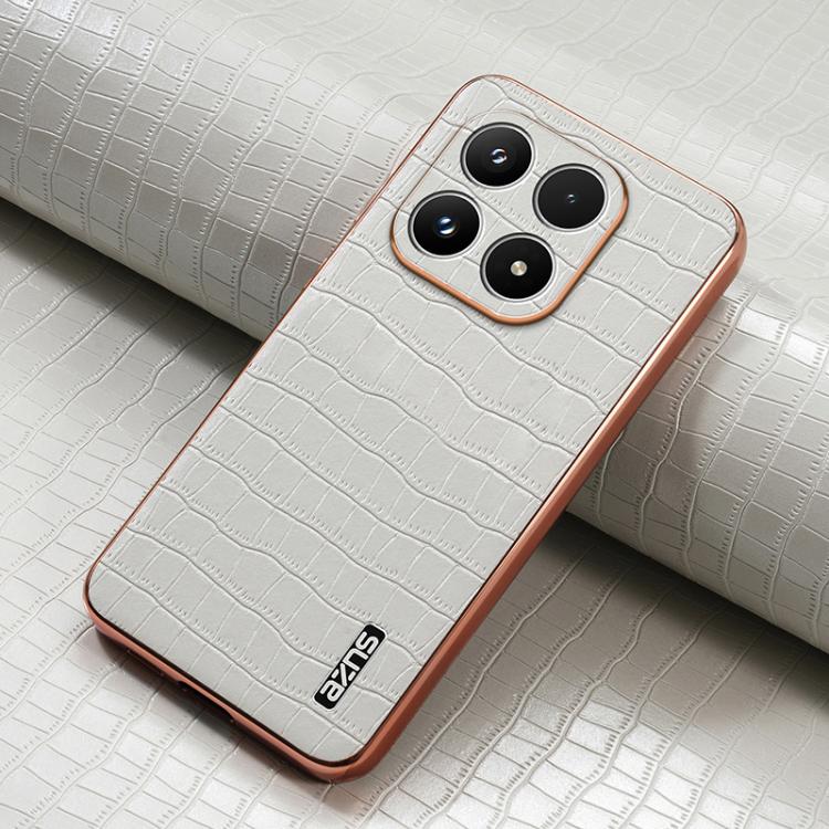 For Xiaomi 17 AZNS Electroplated Frame Crocodile Texture Full Coverage Phone Case