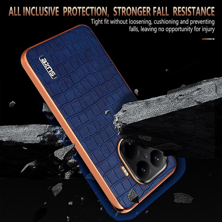 For Xiaomi 15T Pro 5G AZNS Electroplated Frame Crocodile Texture Full Coverage Phone Case