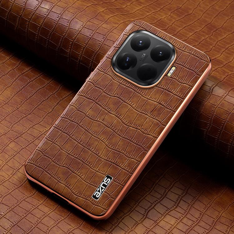 For Xiaomi 15T Pro 5G AZNS Electroplated Frame Crocodile Texture Full Coverage Phone Case