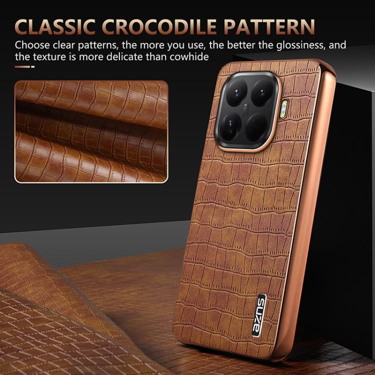 For Xiaomi 15T Pro 5G AZNS Electroplated Frame Crocodile Texture Full Coverage Phone Case