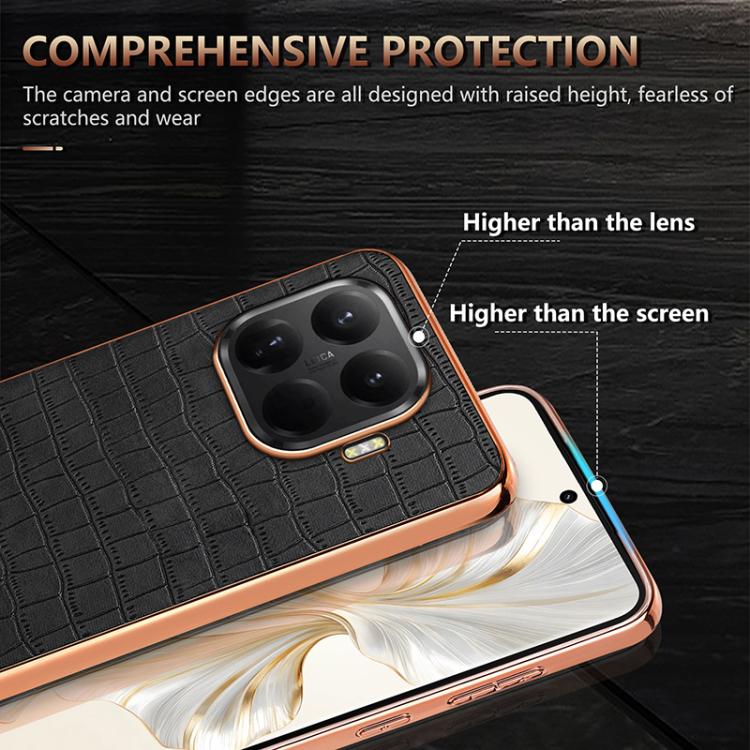 For Xiaomi 15T Pro 5G AZNS Electroplated Frame Crocodile Texture Full Coverage Phone Case
