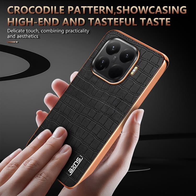 For Xiaomi 15T Pro 5G AZNS Electroplated Frame Crocodile Texture Full Coverage Phone Case