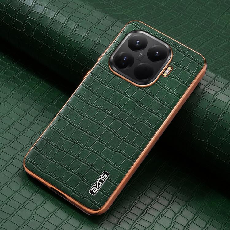 For Xiaomi 15T Pro 5G AZNS Electroplated Frame Crocodile Texture Full Coverage Phone Case