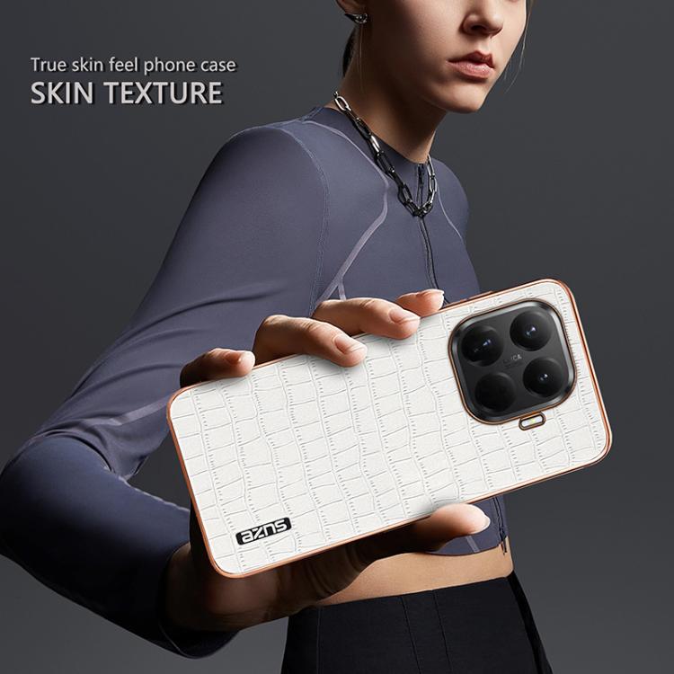 For Xiaomi 15T Pro 5G AZNS Electroplated Frame Crocodile Texture Full Coverage Phone Case