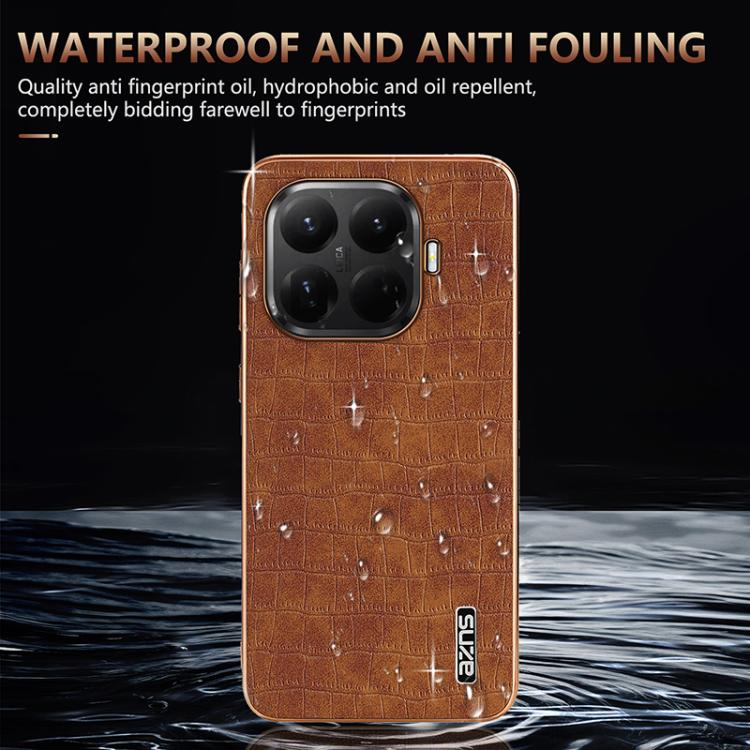For Xiaomi 15T Pro 5G AZNS Electroplated Frame Crocodile Texture Full Coverage Phone Case
