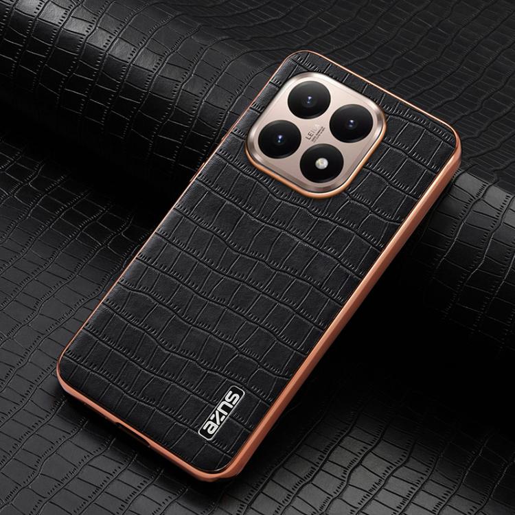 For Xiaomi 15T 5G AZNS Electroplated Frame Crocodile Texture Full Coverage Phone Case