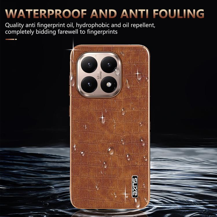 For Xiaomi 15T 5G AZNS Electroplated Frame Crocodile Texture Full Coverage Phone Case