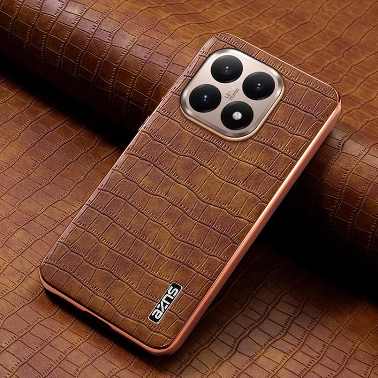 For Xiaomi 15T 5G AZNS Electroplated Frame Crocodile Texture Full Coverage Phone Case