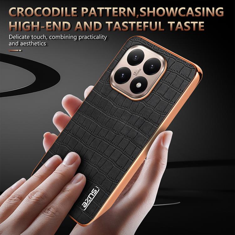 For Xiaomi 15T 5G AZNS Electroplated Frame Crocodile Texture Full Coverage Phone Case