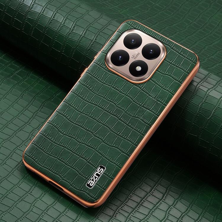 For Xiaomi 15T 5G AZNS Electroplated Frame Crocodile Texture Full Coverage Phone Case