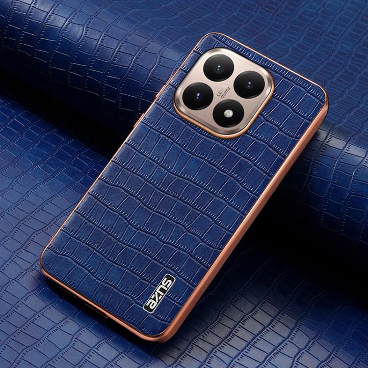 For Xiaomi 15T 5G AZNS Electroplated Frame Crocodile Texture Full Coverage Phone Case