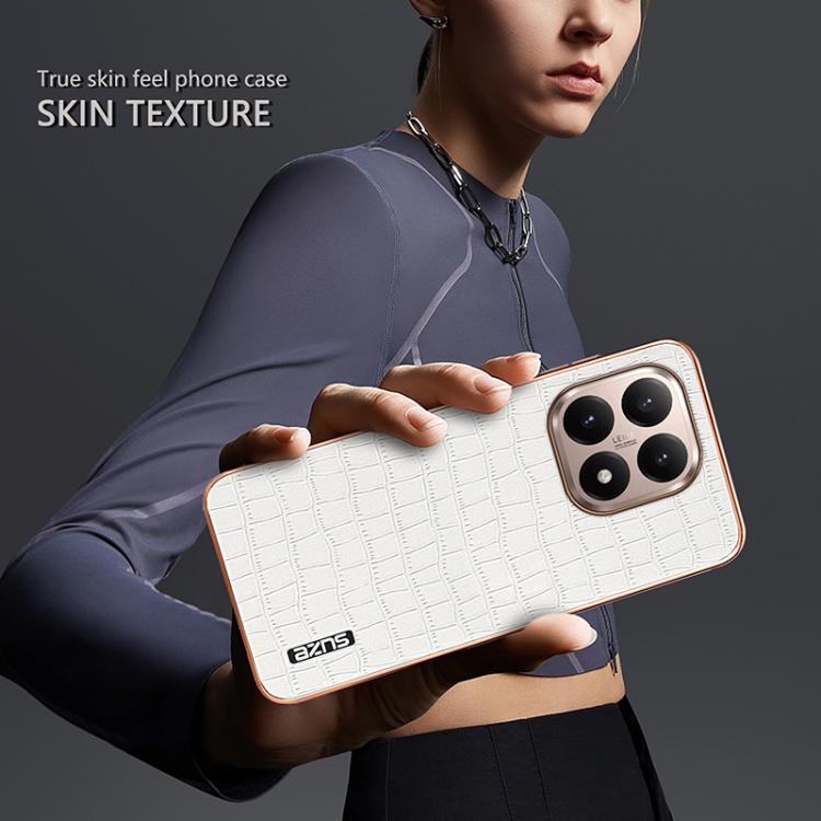 For Xiaomi 15T 5G AZNS Electroplated Frame Crocodile Texture Full Coverage Phone Case