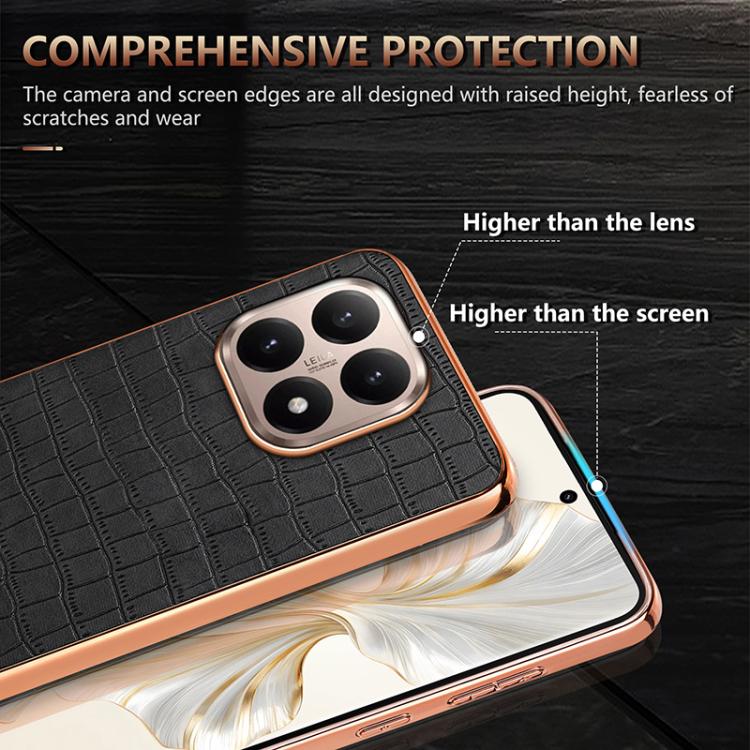 For Xiaomi 15T 5G AZNS Electroplated Frame Crocodile Texture Full Coverage Phone Case