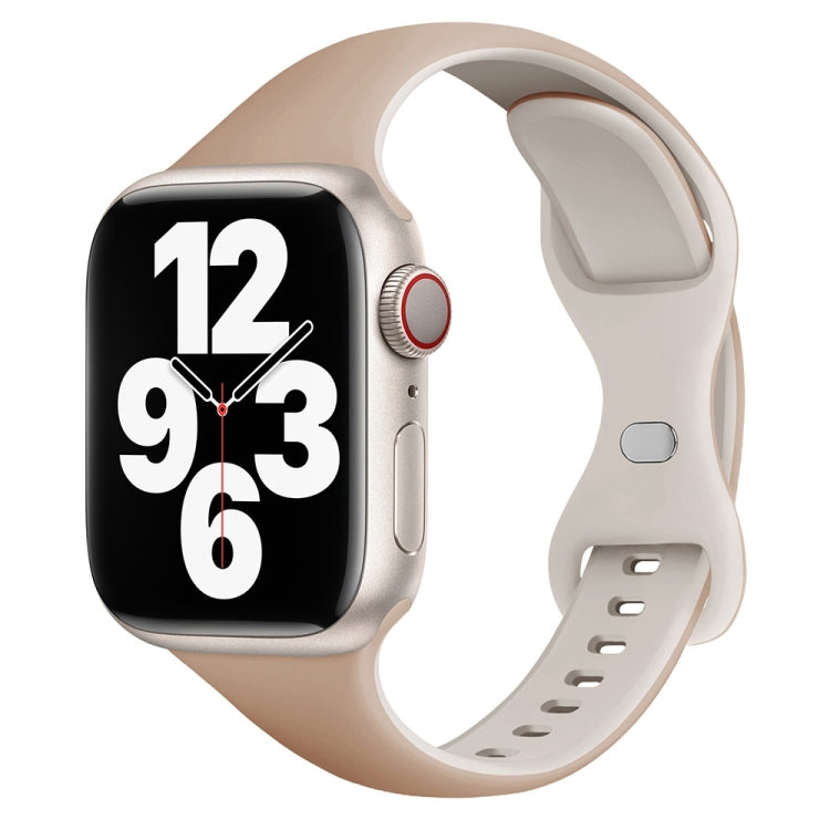 For Apple Watch Series 9 45mm Two Color Slim Butterfly Buckle Silicone Watch Band