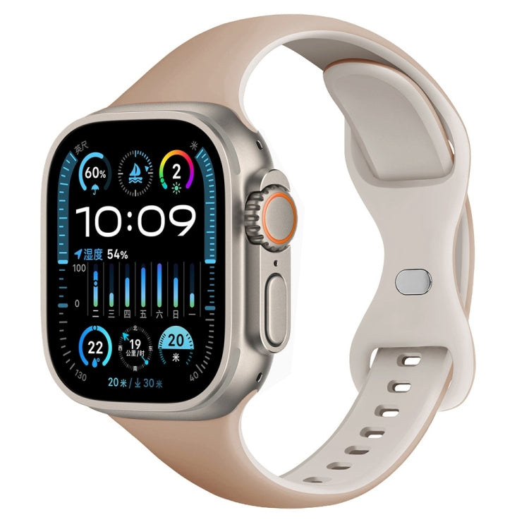 For Apple Watch Ultra 49mm Two Color Slim Butterfly Buckle Silicone Watch Band
