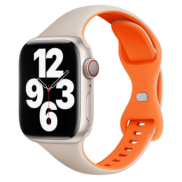 For Apple Watch Series 7 45mm Two Color Slim Butterfly Buckle Silicone Watch Band