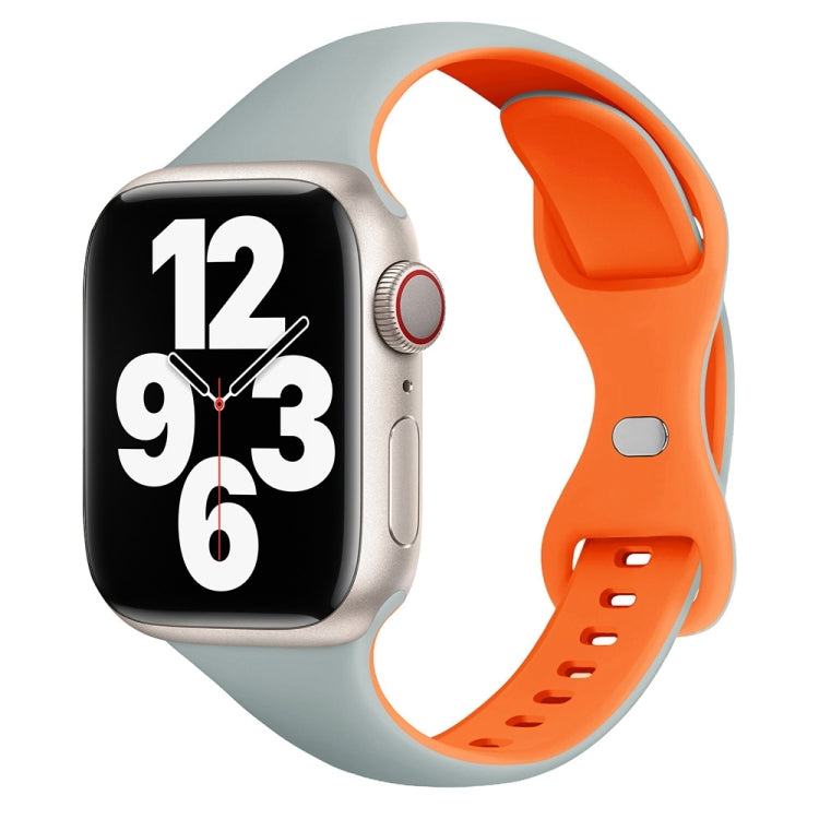 For Apple Watch SE 40mm Two Color Slim Butterfly Buckle Silicone Watch Band