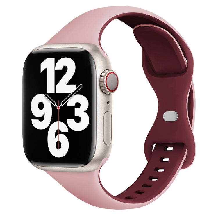 For Apple Watch Series 4 44mm Two Color Slim Butterfly Buckle Silicone Watch Band