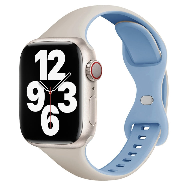 For Apple Watch Series 4 44mm Two Color Slim Butterfly Buckle Silicone Watch Band