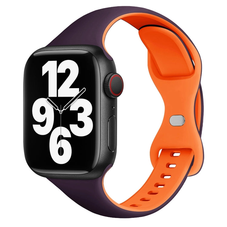 For Apple Watch Series 3 42mm Two Color Slim Butterfly Buckle Silicone Watch Band