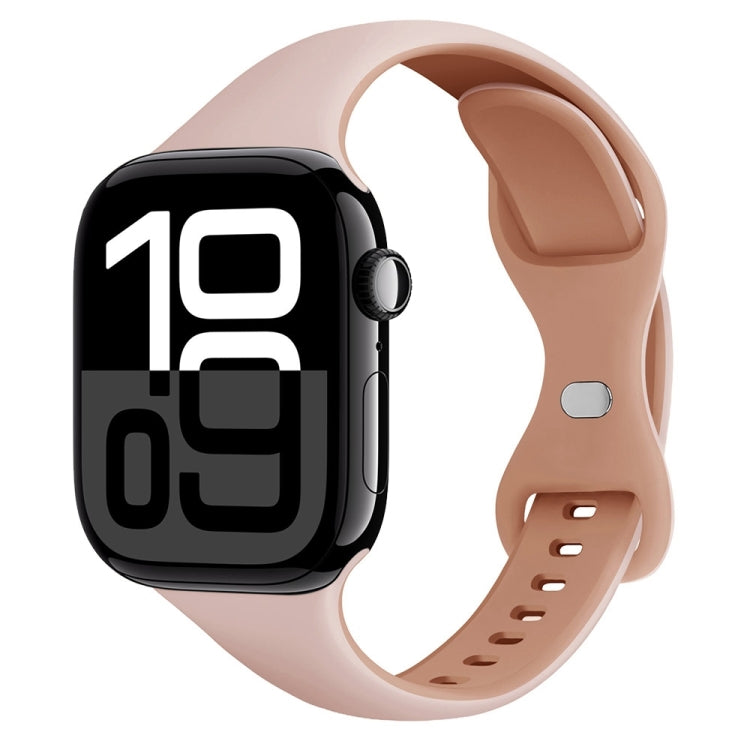 For Apple Watch Series 10 42mm Two Color Slim Butterfly Buckle Silicone Watch Band