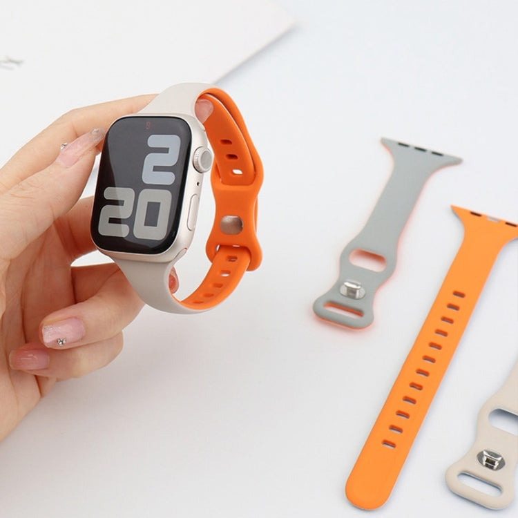 For Apple Watch SE 2023 44mm Two Color Slim Butterfly Buckle Silicone Watch Band