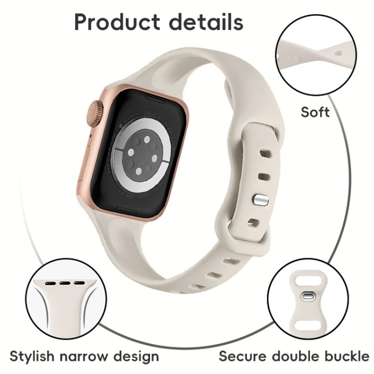 For Apple Watch SE 44mm Two Color Slim Butterfly Buckle Silicone Watch Band
