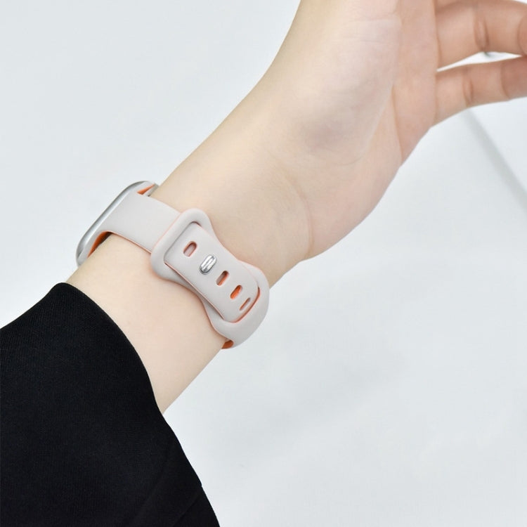 For Apple Watch SE 44mm Two Color Slim Butterfly Buckle Silicone Watch Band
