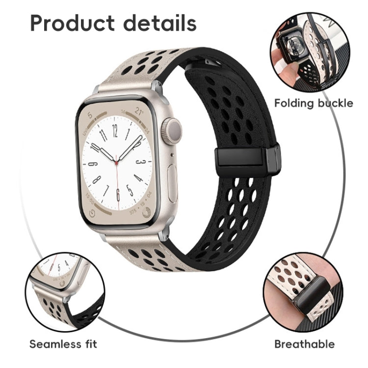For Apple Watch Ultra 49mm Hole Style Folding Buckle PU Leather Watch Band