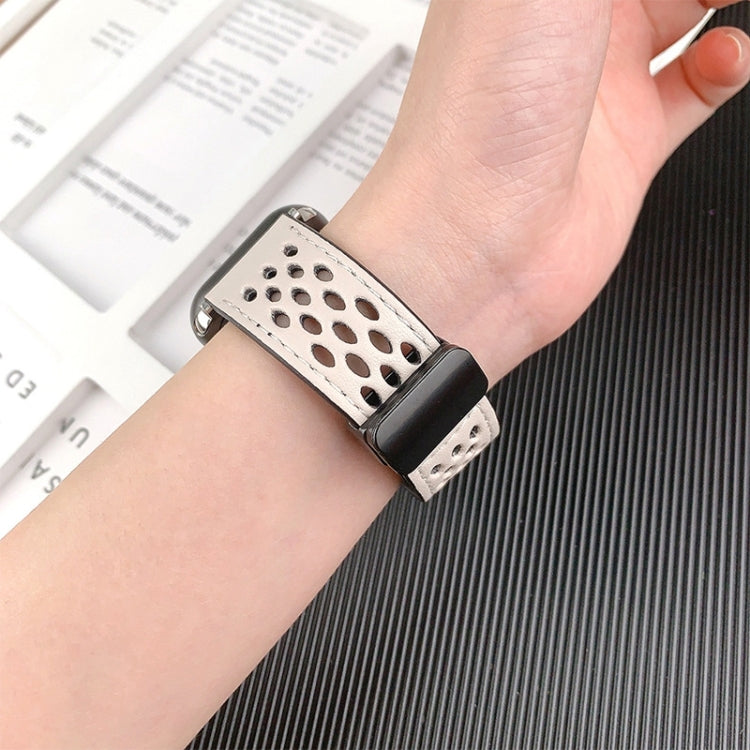 For Apple Watch Ultra 49mm Hole Style Folding Buckle PU Leather Watch Band