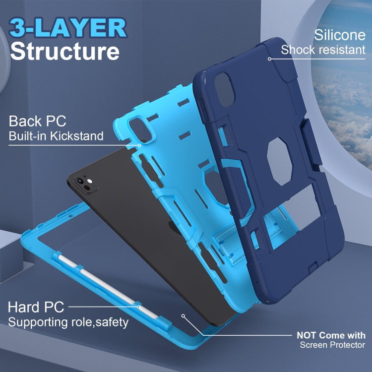 For iPad Pro 11 2025 / 2024 Contrast Color Silicone Acrylic PC Tablet Case with Holder
